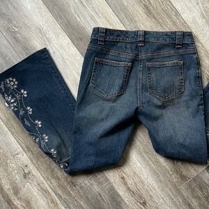 INC jeans size 2 P blue denim boot cut with jewels baddie gemstones